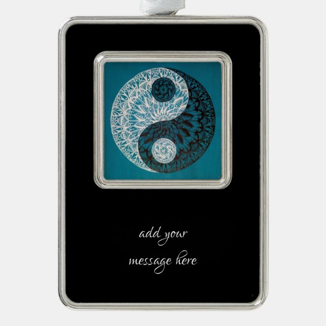 Yin Yang Inset Silver Plated Framed Ornament (Front)