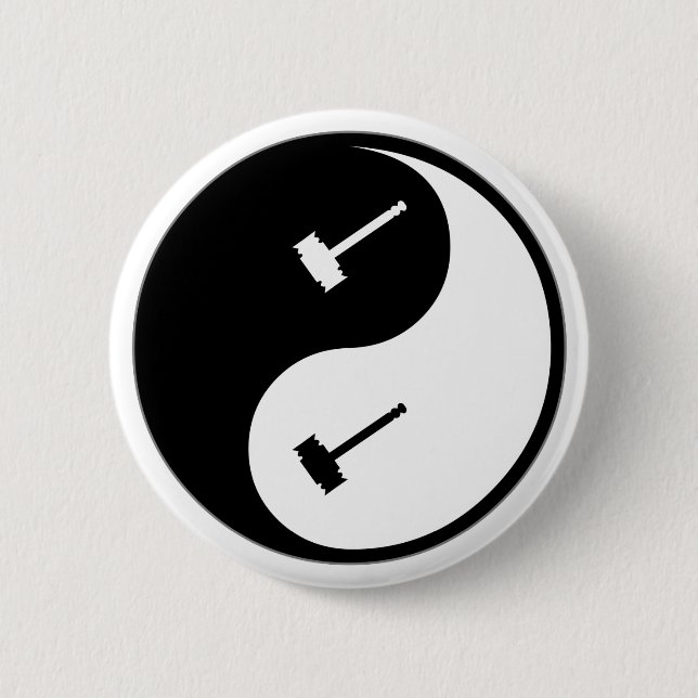 Yin Yang Judging 6 Cm Round Badge (Front)