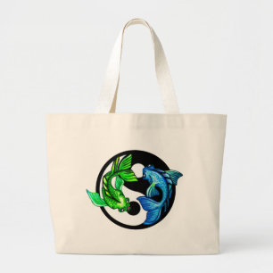 Yin-Yang Koi Design Large Tote Bag