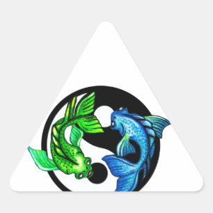 Yin-Yang Koi Design Triangle Sticker