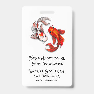 Yin Yang Koi Fish Business Logo Japanese Garden ID Badge