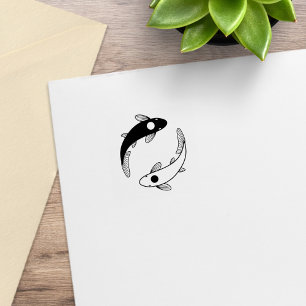 Yin-Yang Koi Fish Pair 2 Rubber Stamp