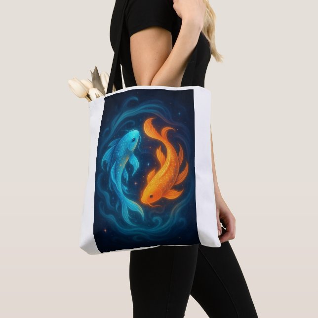 Yin Yang Koi Fish Tote Bag (Close Up)