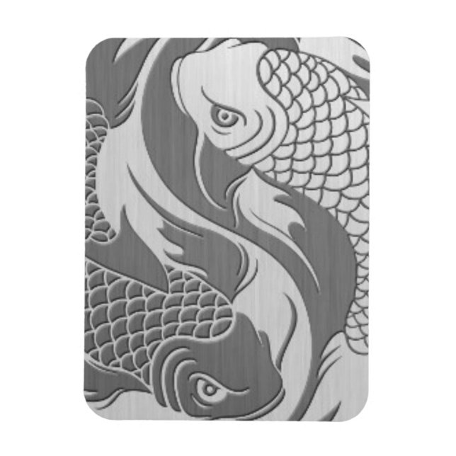 Yin Yang Koi Fish with Stainless Steel Effect Magnet (Vertical)