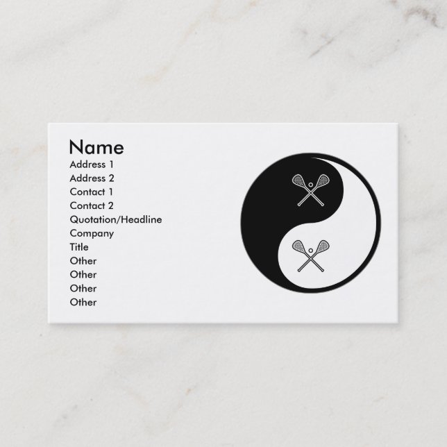 Yin Yang Lacrosse Business Card (Front)