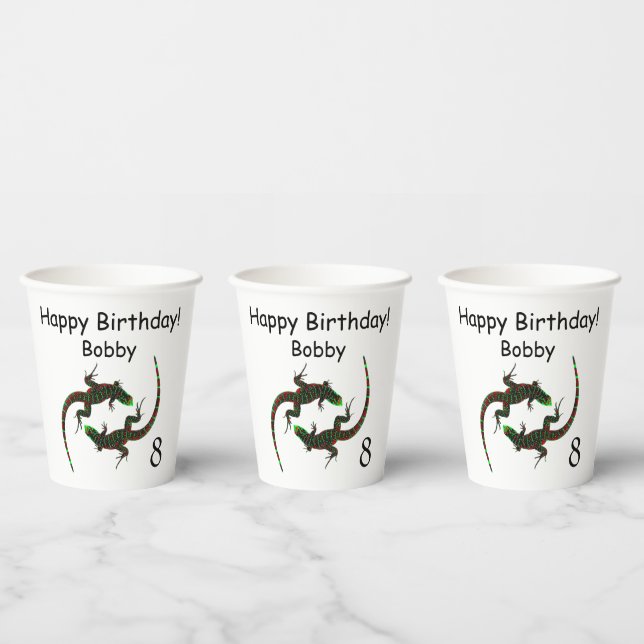 Yin Yang Lizards Age Birthday  Paper Cups (Multi)