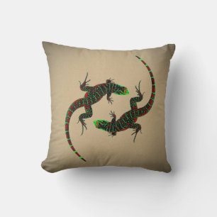 Yin Yang Lizards Brown Cushion