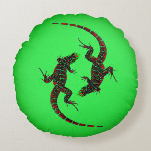 Yin Yang Lizards Round Cushion