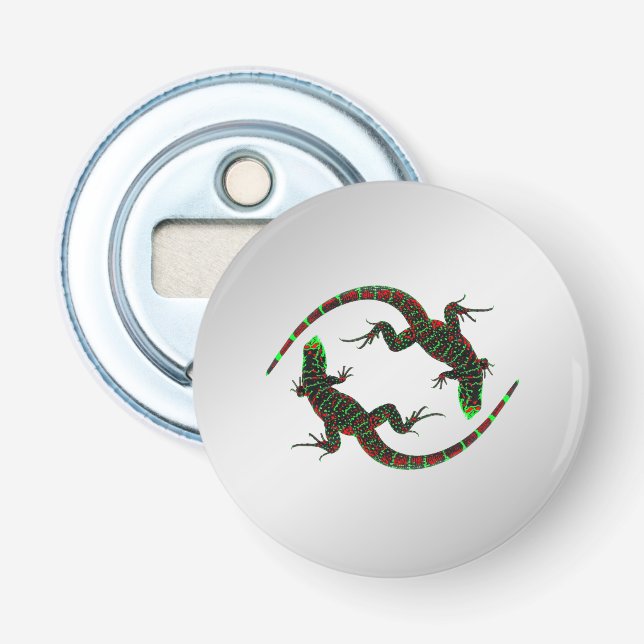 Yin Yang Lizards Silver Bottle Opener (Front)