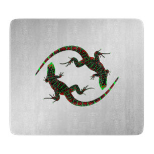 Yin Yang Lizards Silver Cutting Board