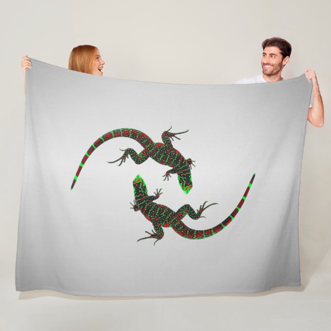 Yin Yang Lizards Silver Fleece Blanket (In Situ)