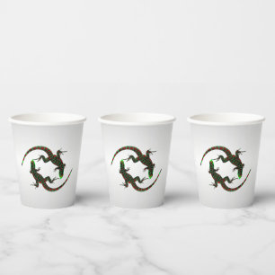 Yin Yang Lizards Silver Paper Cups