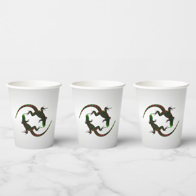 Yin Yang Lizards Silver Paper Cups (Multi)