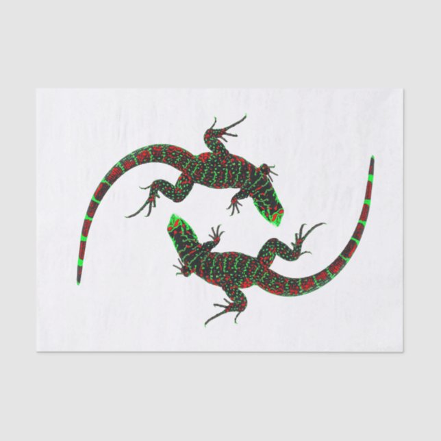Yin Yang Lizards White Tissue Paper (Front)