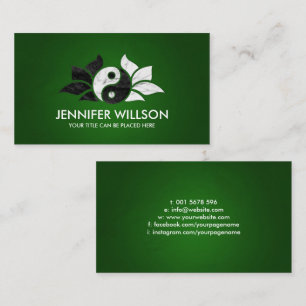 Yin Yang Lotus flower - Black and white marble Business Card