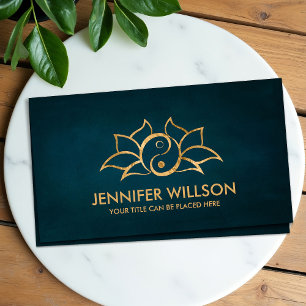 Yin Yang Lotus flower - Gold outline Business Card