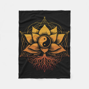 Yin Yang Lotus Flower Sacred Geometry Spiritual Ge Fleece Blanket
