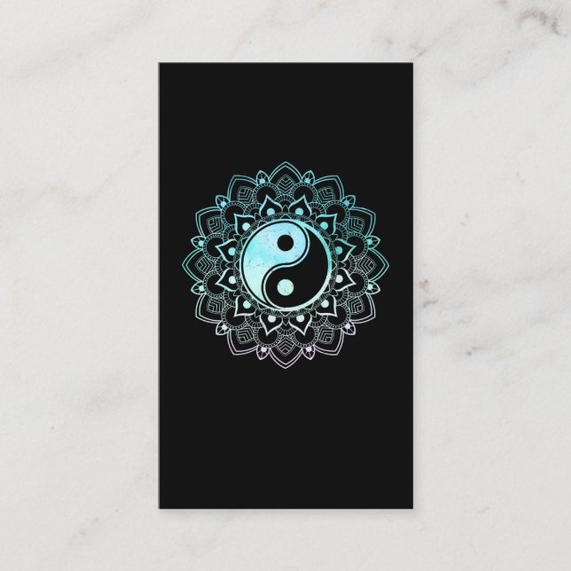 Yin Yang Lotus Mandala Spiritual Reiki Master Business Card (Front)