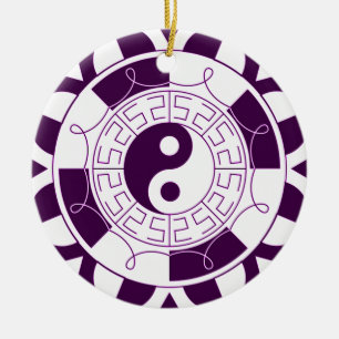 Yin Yang Mandala Ceramic Tree Decoration