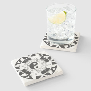 Yin Yang Mandala Stone Coaster