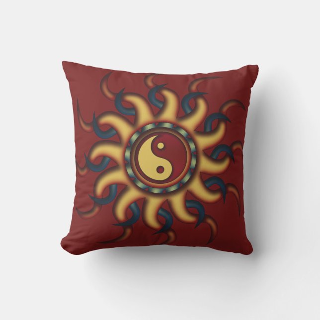 Yin Yang Maroon Design Cushion (Front)