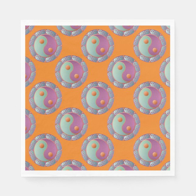 Yin Yang Medallion Violet Turquoise Napkin (Front)