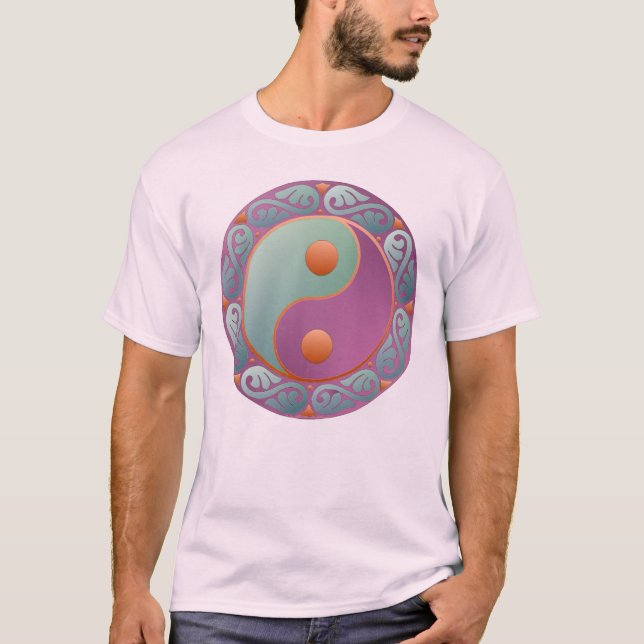 Yin Yang Medallion Violet Turquoise T-Shirt (Front)