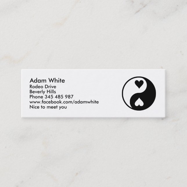 Yin Yang Mini Business Card (Front)