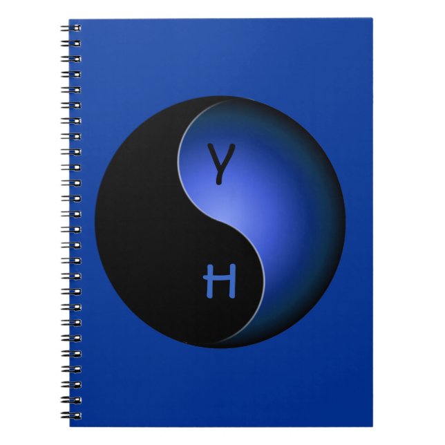 yin yang monogram - blue spiral notebook (Front)