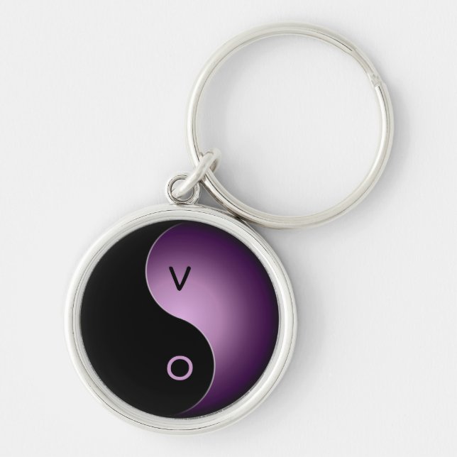 yin yang monogram - purple key ring (Front)