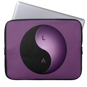 yin yang monogram - purple laptop sleeve