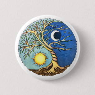 Yin-Yang Moon and Sun 6 Cm Round Badge