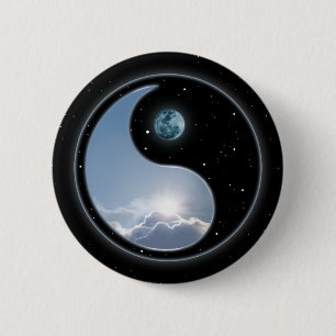 Yin Yang Moon Sun 6 Cm Round Badge
