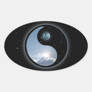 Yin Yang Moon Sun Oval Sticker