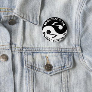 Yin yang music 6 cm round badge