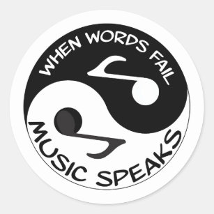 Yin Yang Music Classic Round Sticker