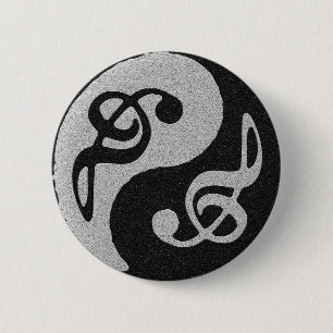 yin yang music clave note 6 cm round badge