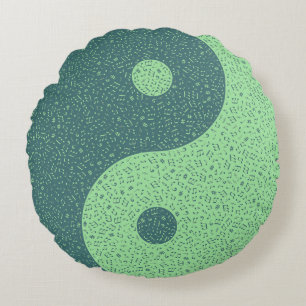Yin Yang Music Notes Round Cushion
