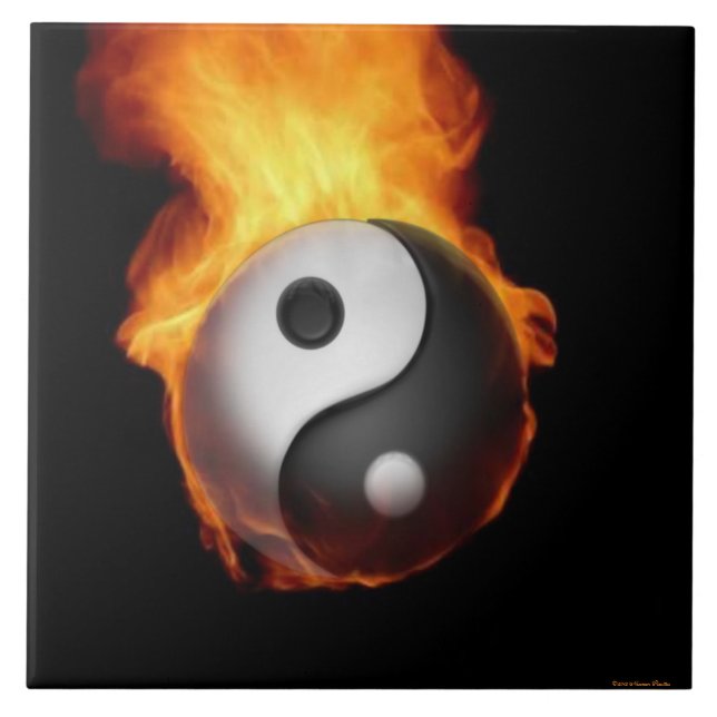 Yin Yang on Fire Tile (Front)