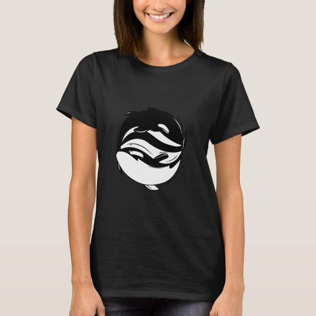 Yin Yang Orca Whale Long Sleeve T-Shirt (Front)