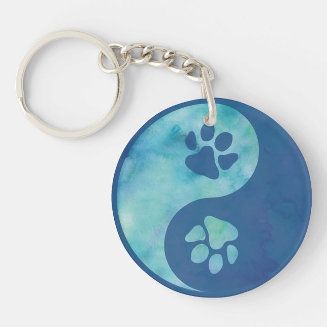 Yin Yang Paw Blue Keychain (Front)