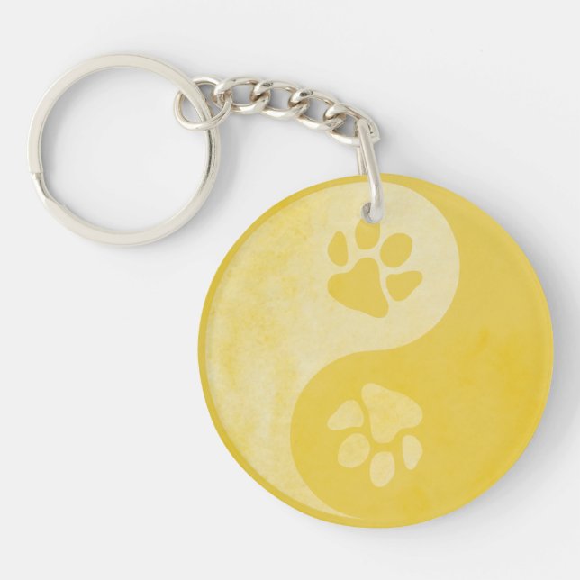 Yin Yang Paw Gold Key Ring (Front)