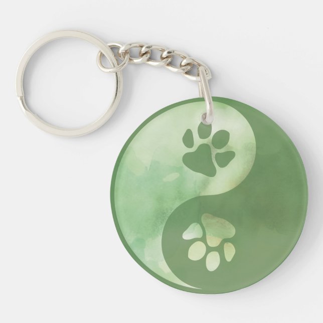 Yin Yang Paw Green Keychain (Front)