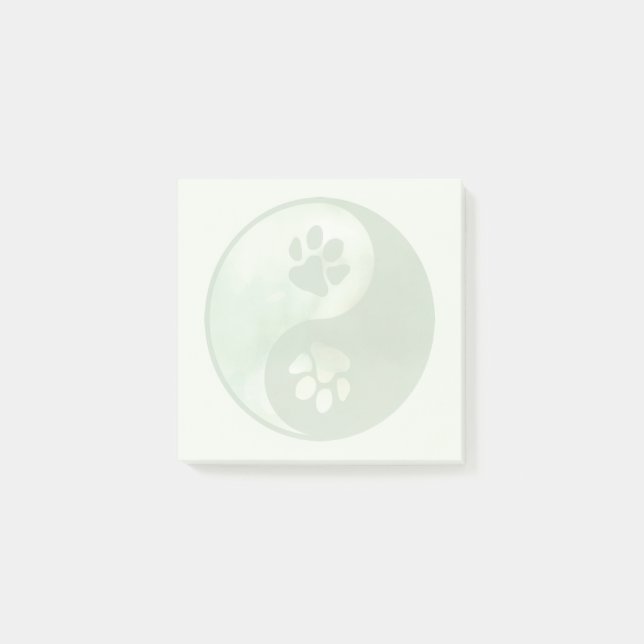 Yin Yang Paw Green Post-it Notes (Front)