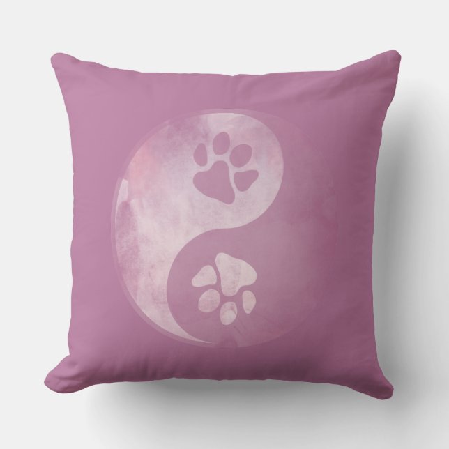 Yin Yang Paw Pink Cushion (Front)