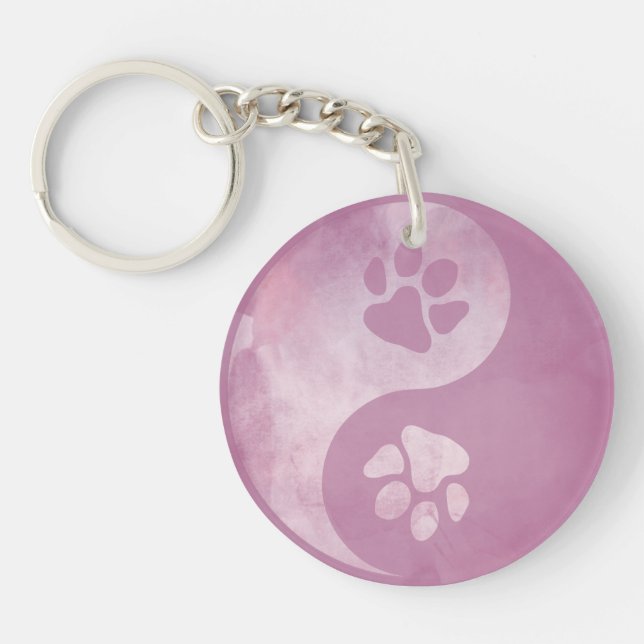 Yin Yang Paw Pink Keychain (Front)