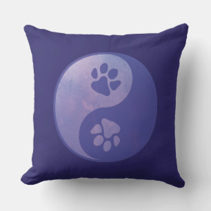 Yin Yang Paw Purple Throw Pillow