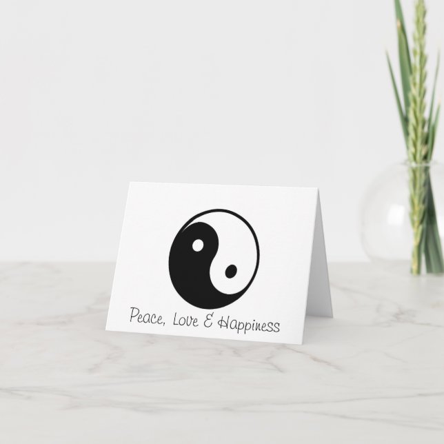 Yin Yang Peace Love and Happiness greeting card (Front)