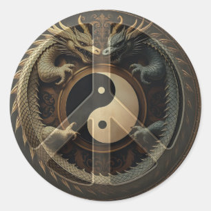 Yin Yang Peace Sign  Classic Round Sticker