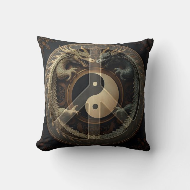 Yin Yang Peace Sign  Cushion (Front)